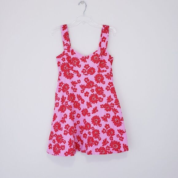 Draper James Henrietta Mini Dress Pink Dress with Red Floral Pattern Size 10 - Picture 8 of 10
